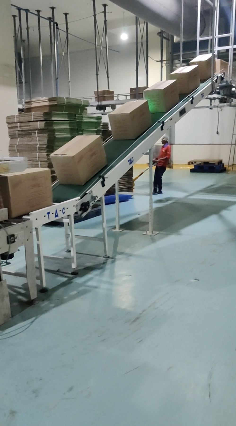 photo of inclined conveyor from techwell automation and controll